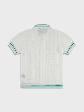Ainker 802 White Knit Button Shirt