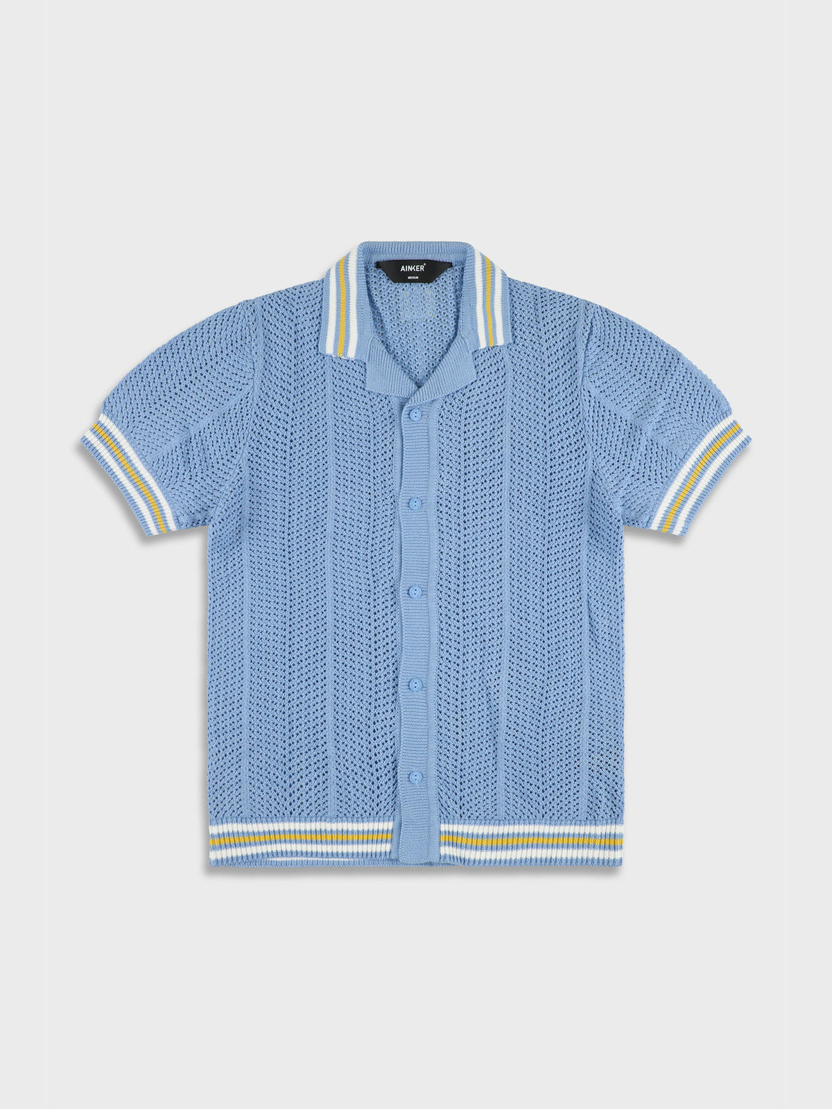 Ainker 802 Light Blue Knit Button Shirt