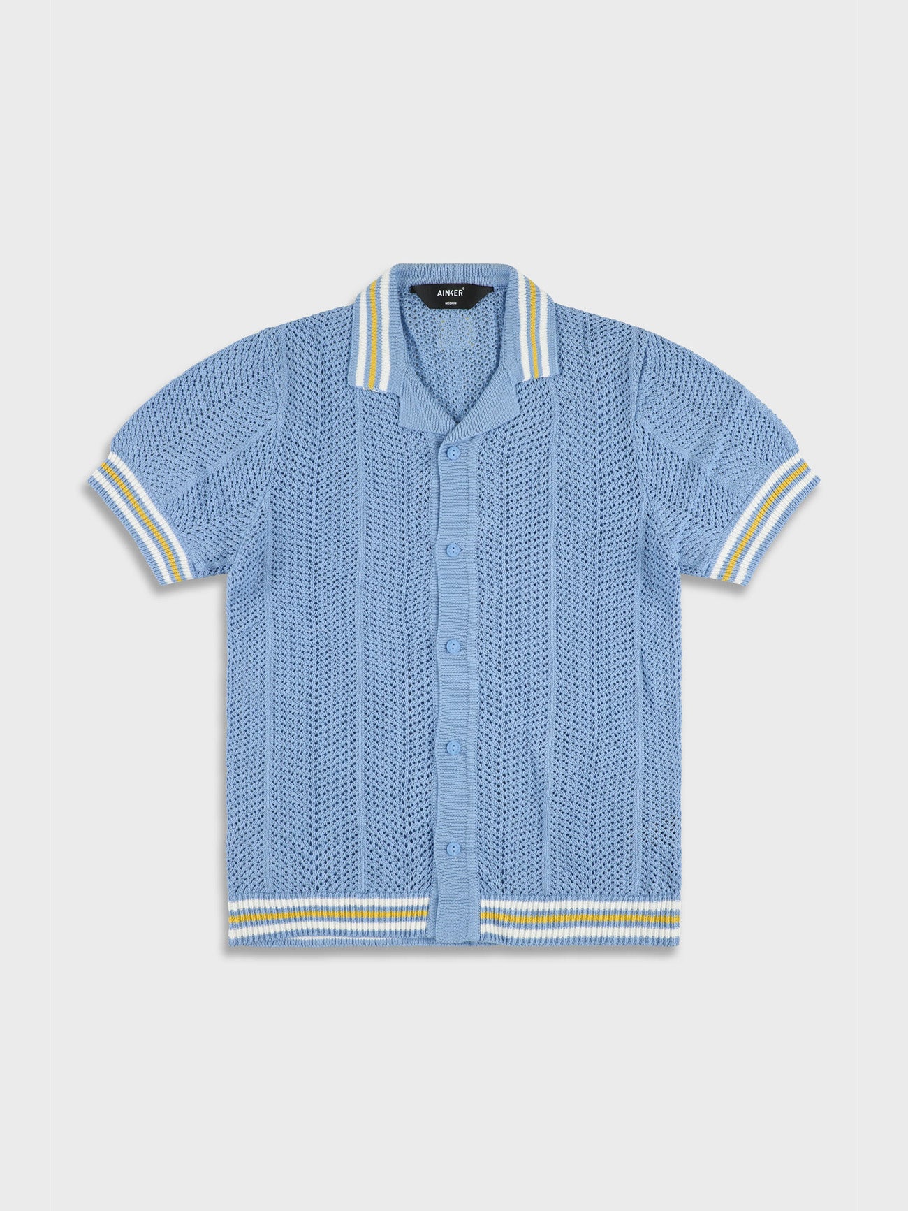 Ainker 802 Light Blue Knit Button Shirt