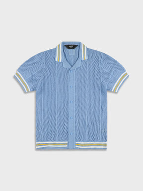Ainker 802 Light Blue Knit Button Shirt