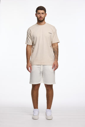 CREW Milano Oversize T-Shirt Logo Print - Beige/Black