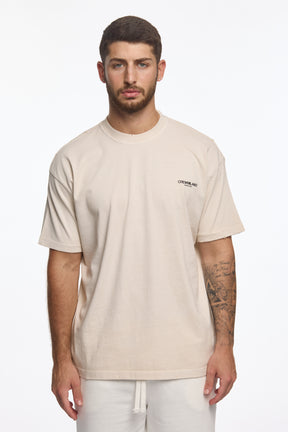 CREW Milano Oversize T-Shirt Logo Print - Beige/Black