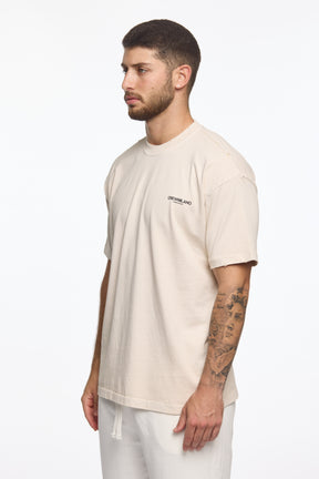 CREW Milano Oversize T-Shirt Logo Print - Beige/Black