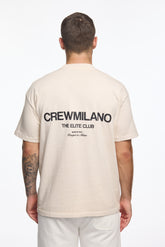 CREW Milano Oversize T-Shirt Logo Print - Beige/Black
