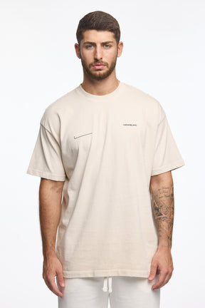 CREW Milano Oversize Vac T-Shirt Logo Print - Beige/Black