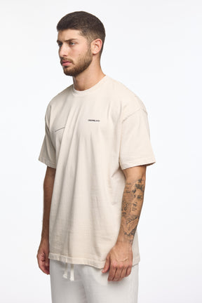 CREW Milano Oversize Vac T-Shirt Logo Print - Beige/Black