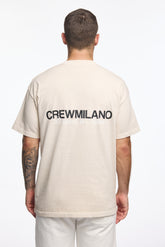 CREW Milano Oversize Vac T-Shirt Logo Print - Beige/Black