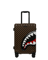 SPRAYGROUND SHARKS IN PARIS WTF BUBBLE BROWN CHECK CARRY-ON LUGGAGE