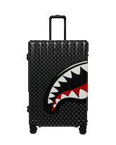 SPRAYGROUND SHARKS IN PARIS WTF BUBBLY BLACK CHECK FULL-SIZE LUGGAGE