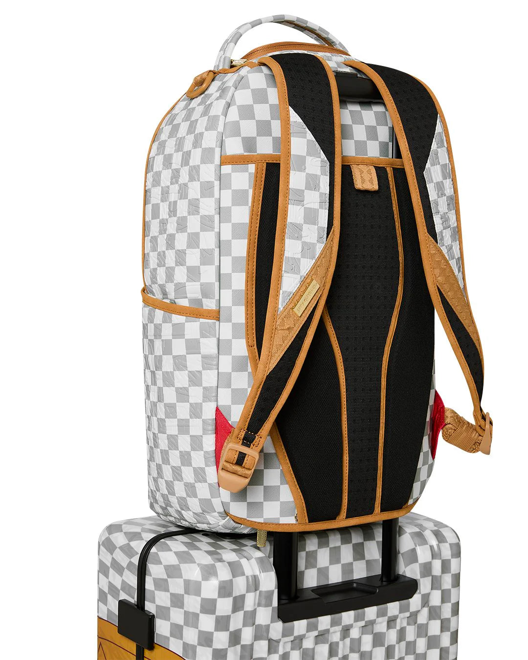 SPRAYGROUND EMBOSSED CREAM CHECK CARRY-ON LUGGAGE