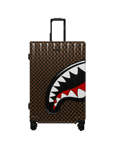 SPRAYGROUND SHARKS IN PARIS WTF BUBBLE BROWN CHECK FULL-SIZE LUGGAGE