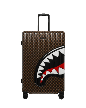 SPRAYGROUND SHARKS IN PARIS WTF BUBBLE BROWN CHECK FULL-SIZE LUGGAGE