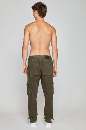 GREEN CORDUROY CARGO PANTS