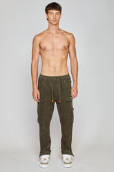 GREEN CORDUROY CARGO PANTS