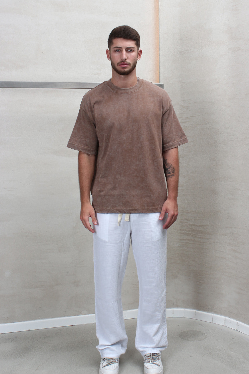 CREW Milano Distressed-Finish Oversized T-Shirt