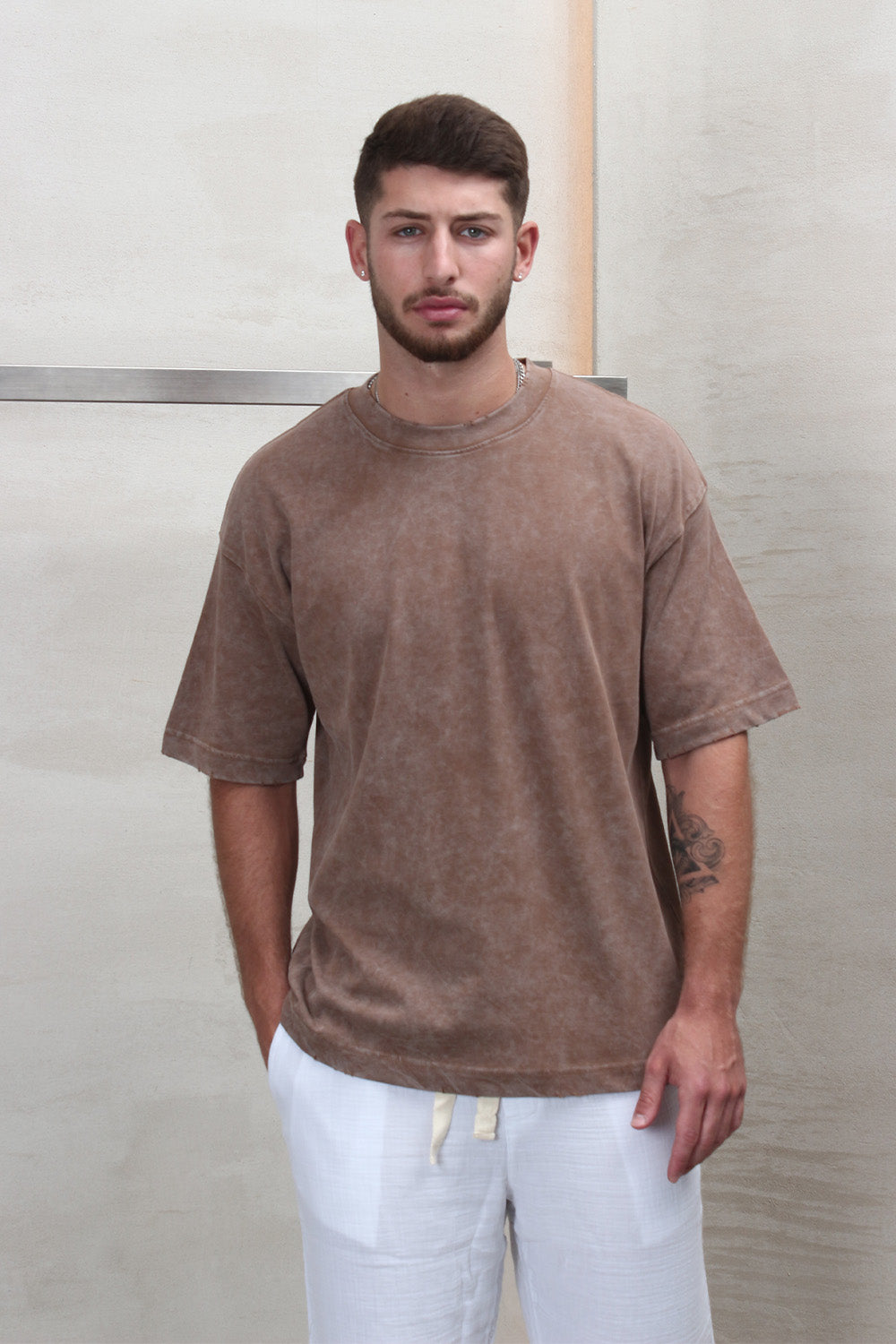 CREW Milano Distressed-Finish Oversized T-Shirt