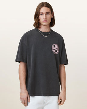 Allsaints Distortion Washed Black/Pink T-Shirt M041PC-458207