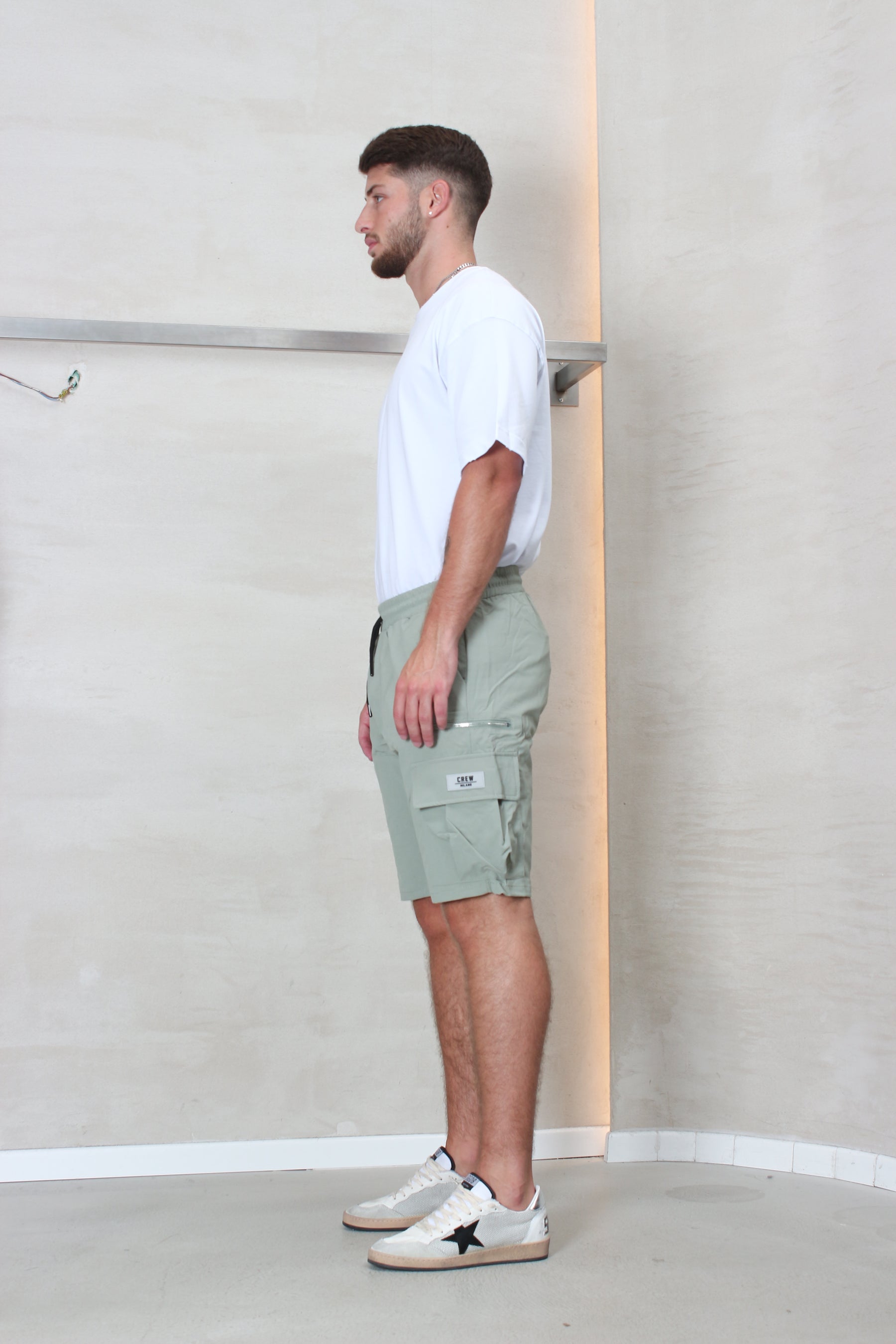 CREW Milano Short Cargo Pants Zipper Wide Pocket