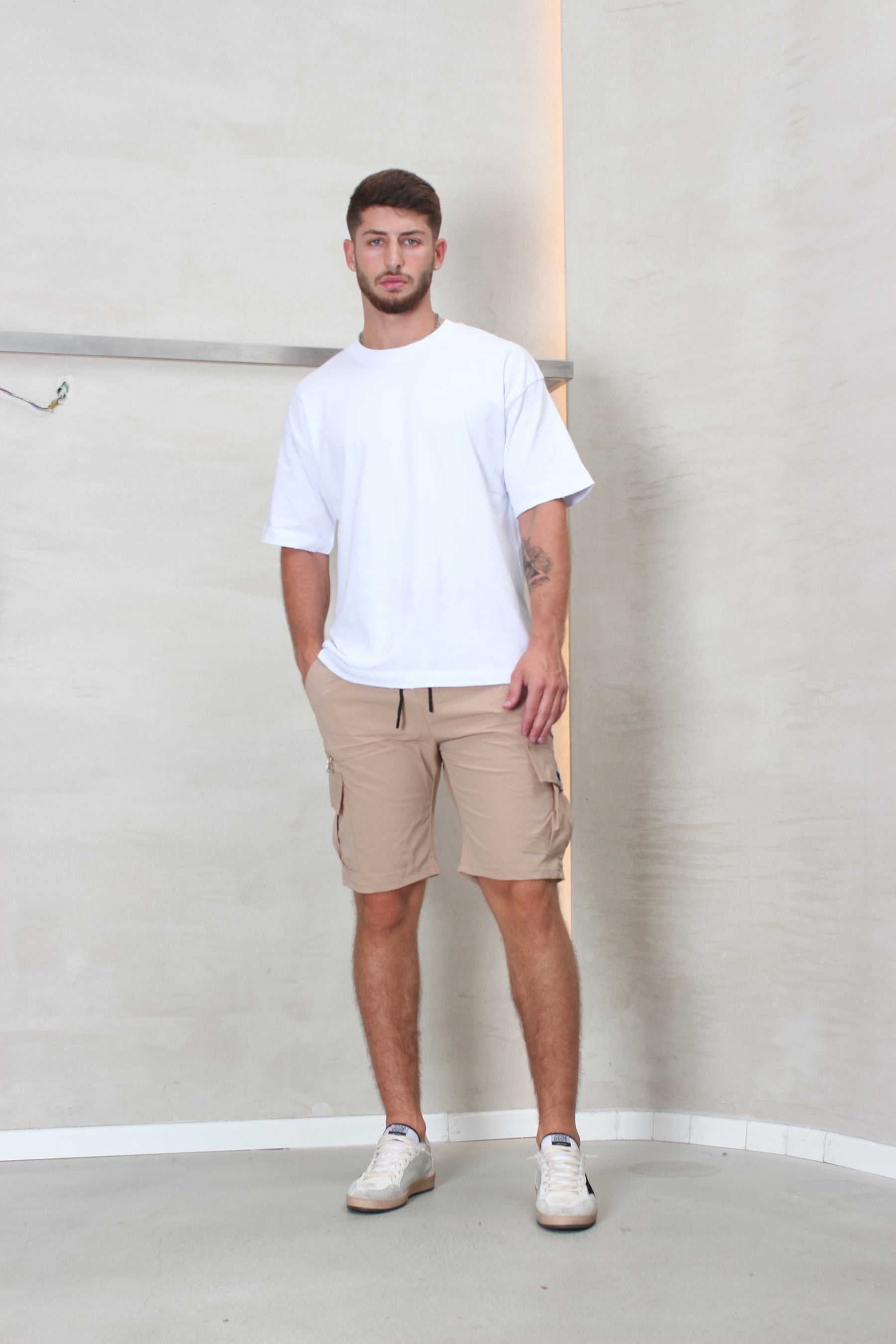 CREW Milano Short Cargo Pants Zipper Wide Pocket