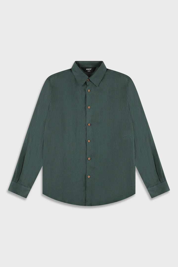 Ainker Linen Olive 777 Button Shirt