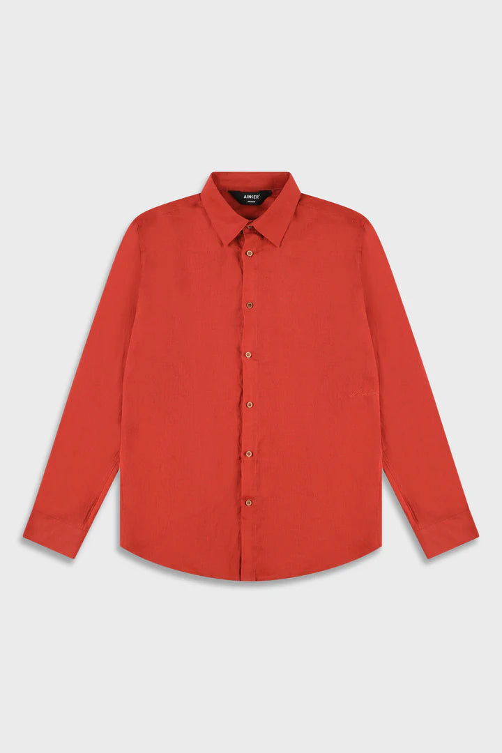 Ainker Linen Terracotta 777 Button Shirt