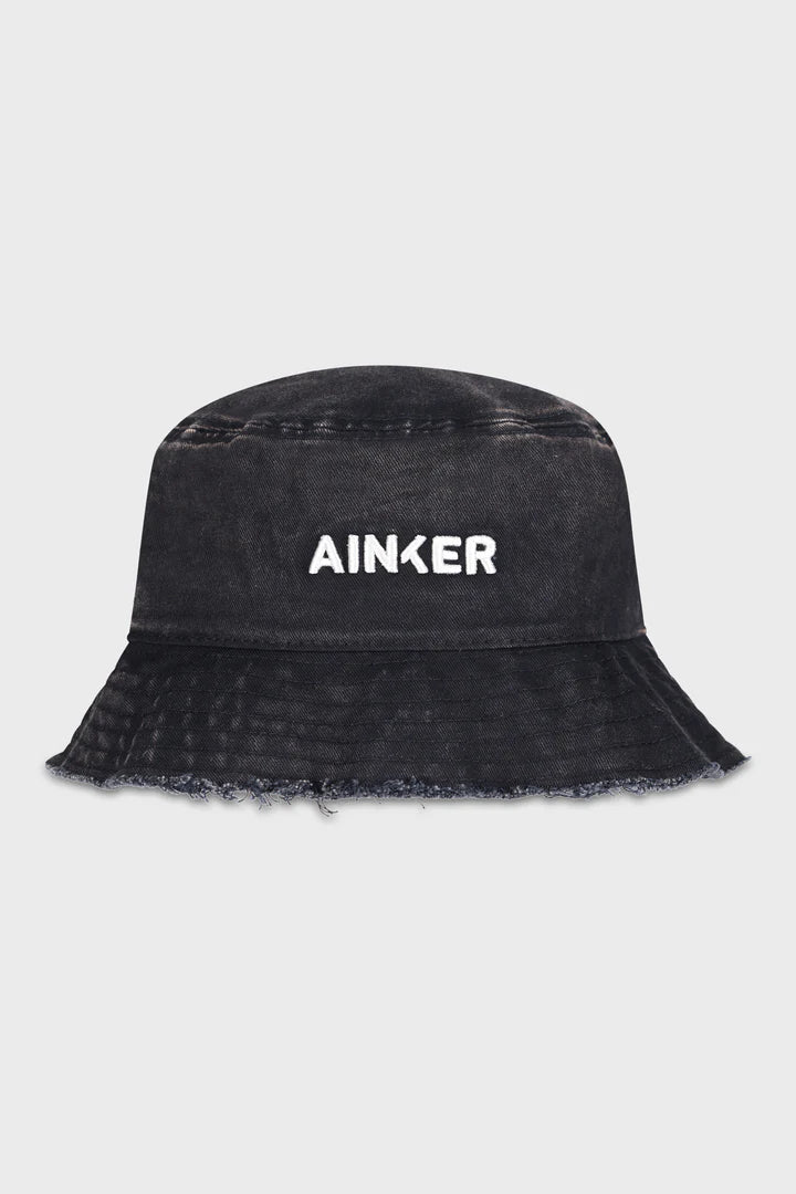 AINKER 867 Wash Black Cotton Bucket Hat