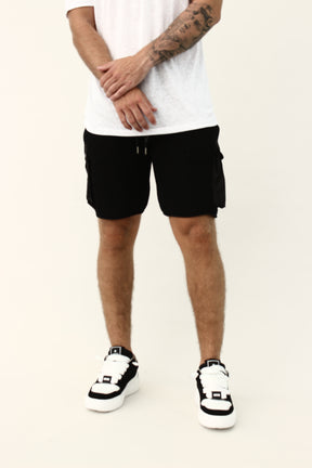 CREW Milano Knitted short cargo pants Black