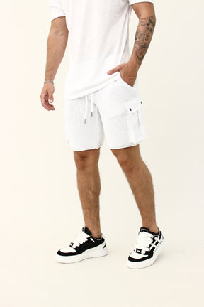 CREW Milano Knitted short cargo pants White