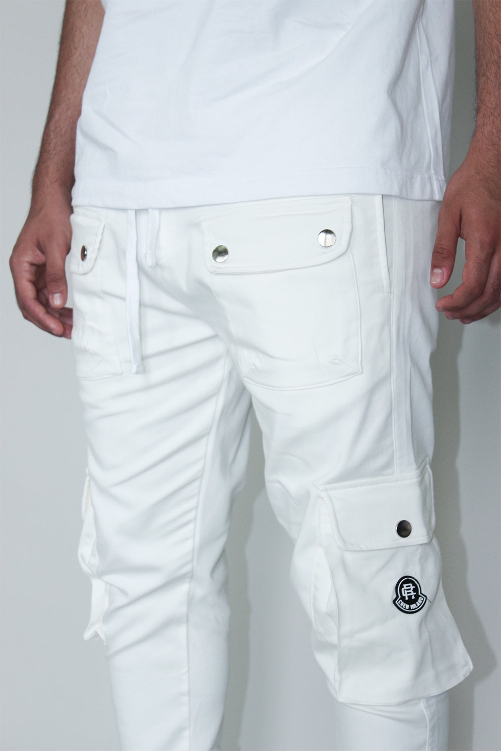 CREW Milano ROBERTO White Cream Cotton Cargo Pants