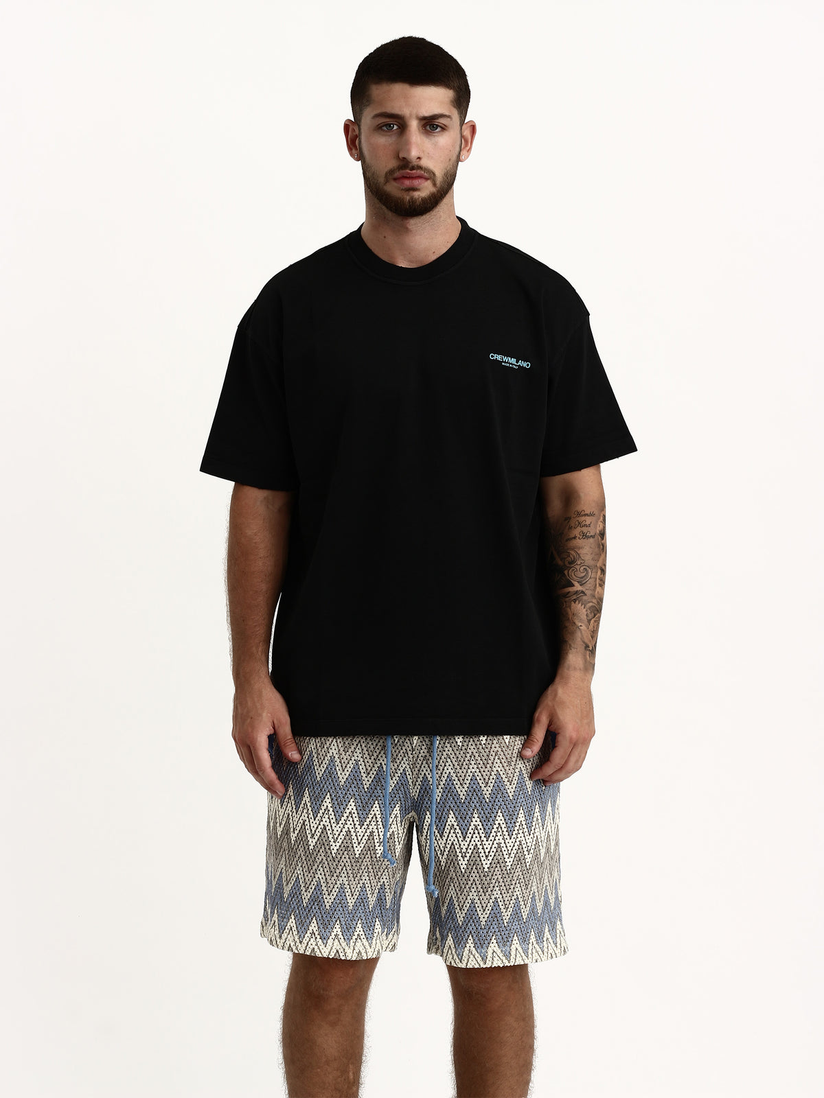 CREW Milano Oversize T-Shirt Logo Print - Blue/Dark