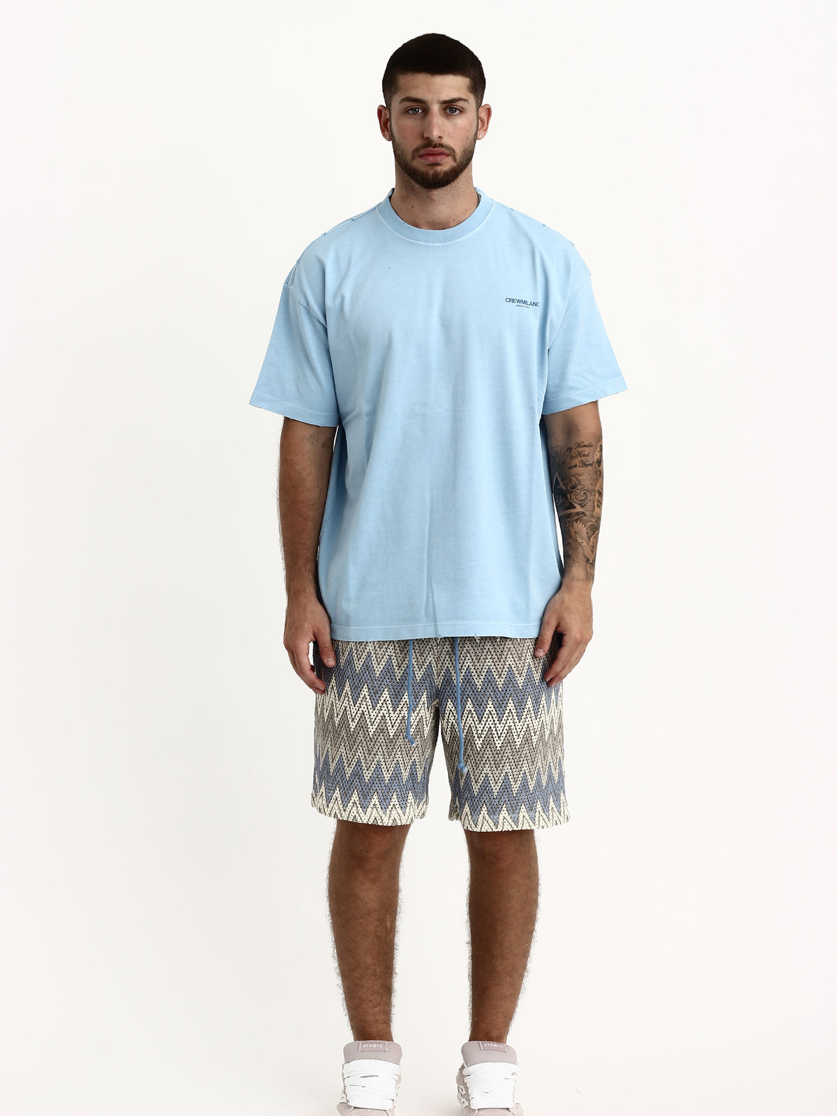 CREW Milano Oversize T-Shirt Logo Print - Blue/Blue