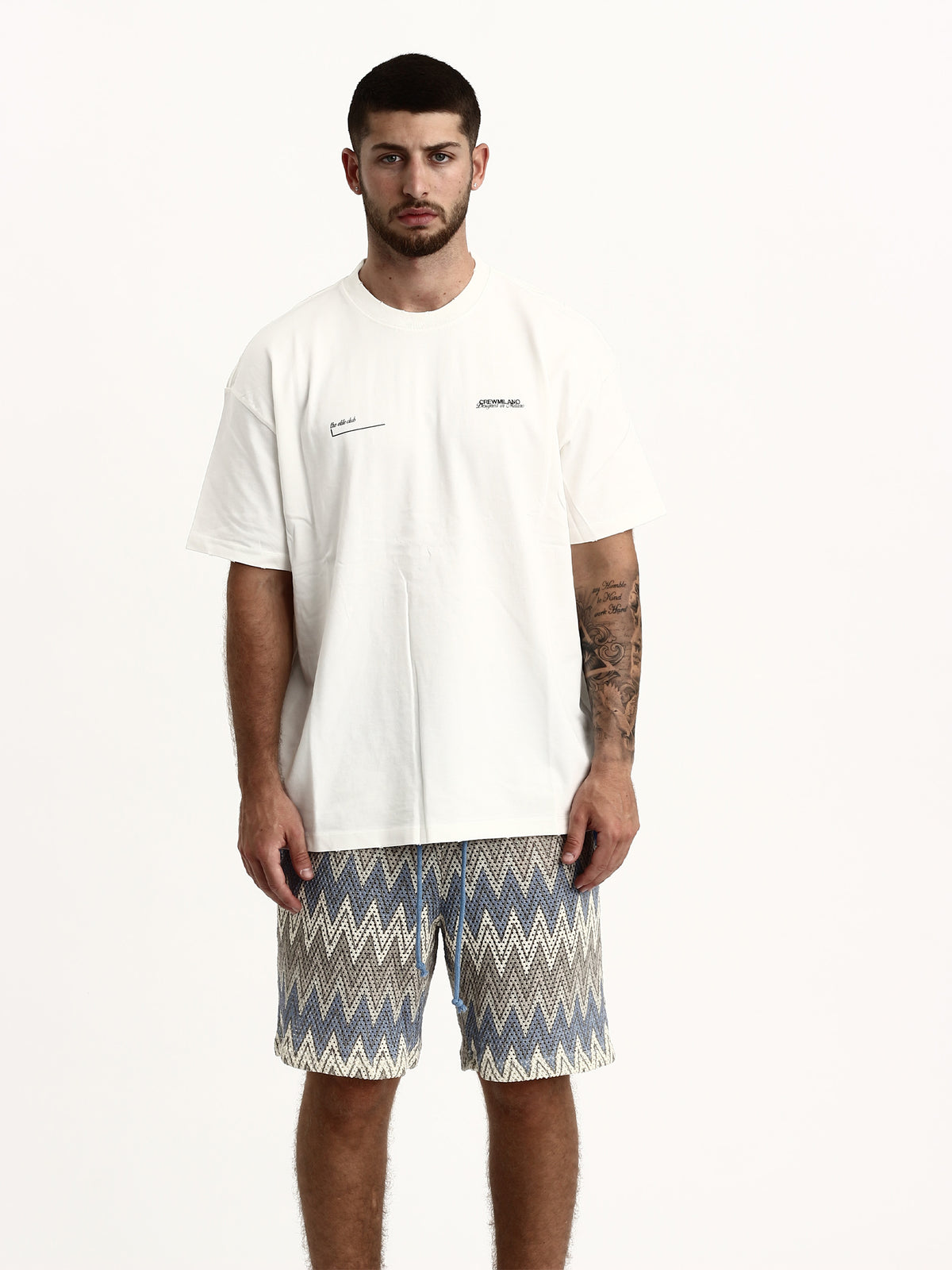 CREW Milano Oversize Vac T-Shirt Logo Print - White
