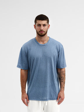 CREW Milano Linen T-Shirt Blue Ocean
