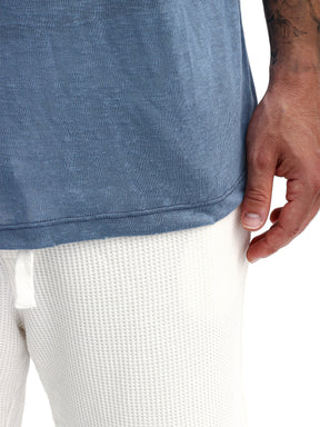 CREW Milano Linen T-Shirt Blue Ocean