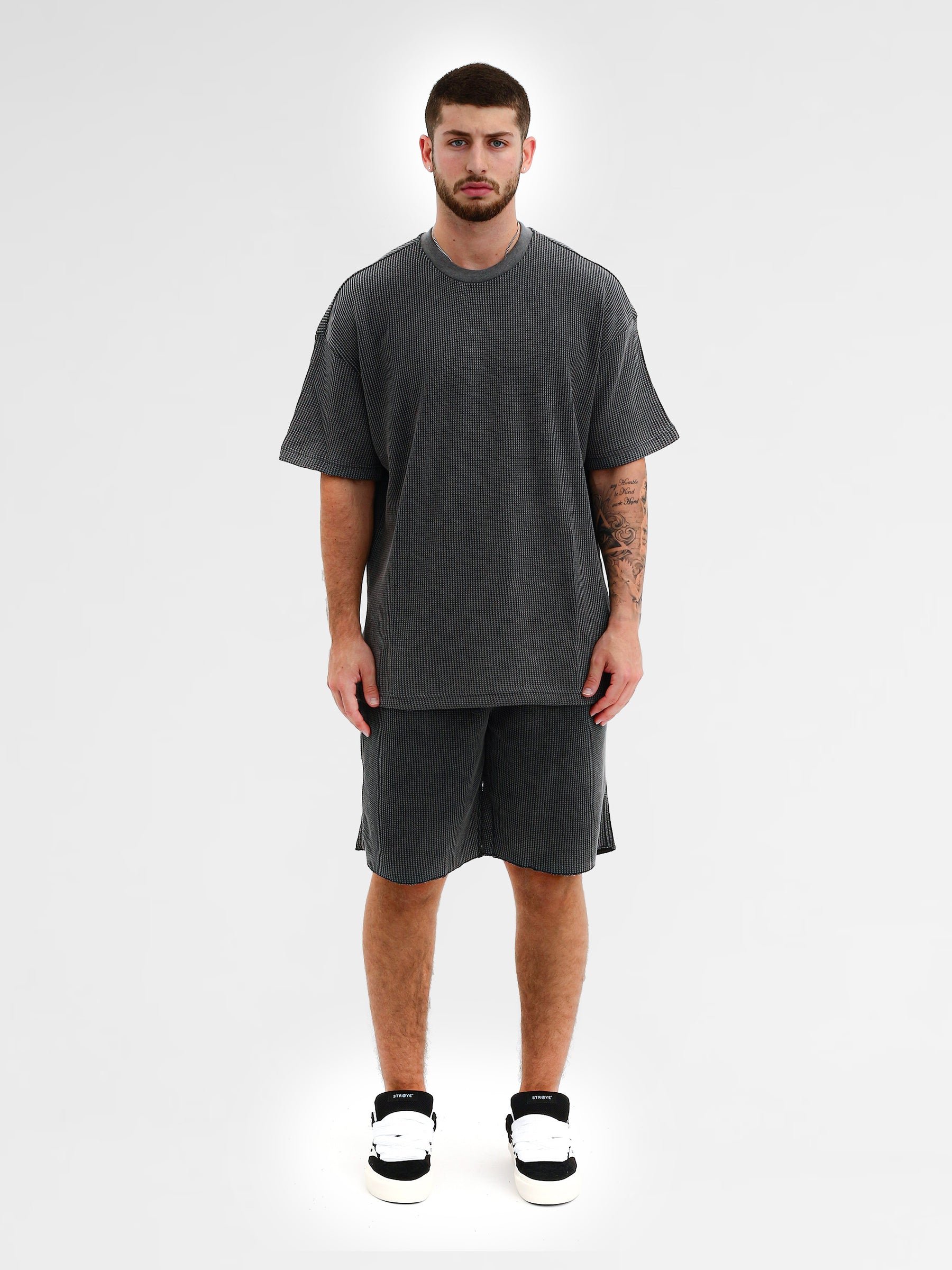 CREW Milano Oversize Set T-Shirt/Pants Waffle Dark Grey