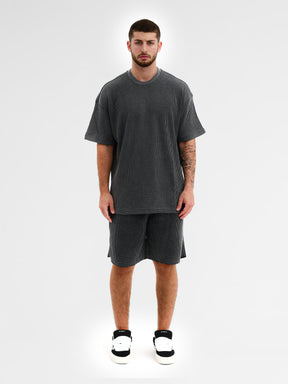 CREW Milano Oversize Set T-Shirt/Pants Waffle Dark Grey