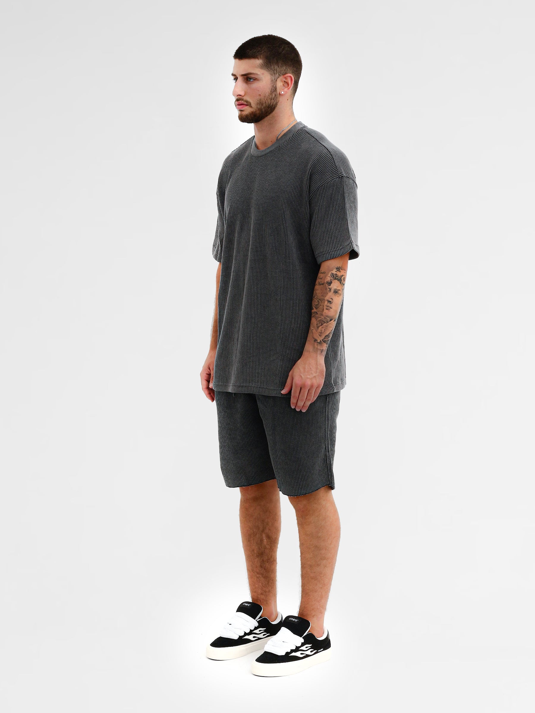 CREW Milano Oversize Set T-Shirt/Pants Waffle Dark Grey