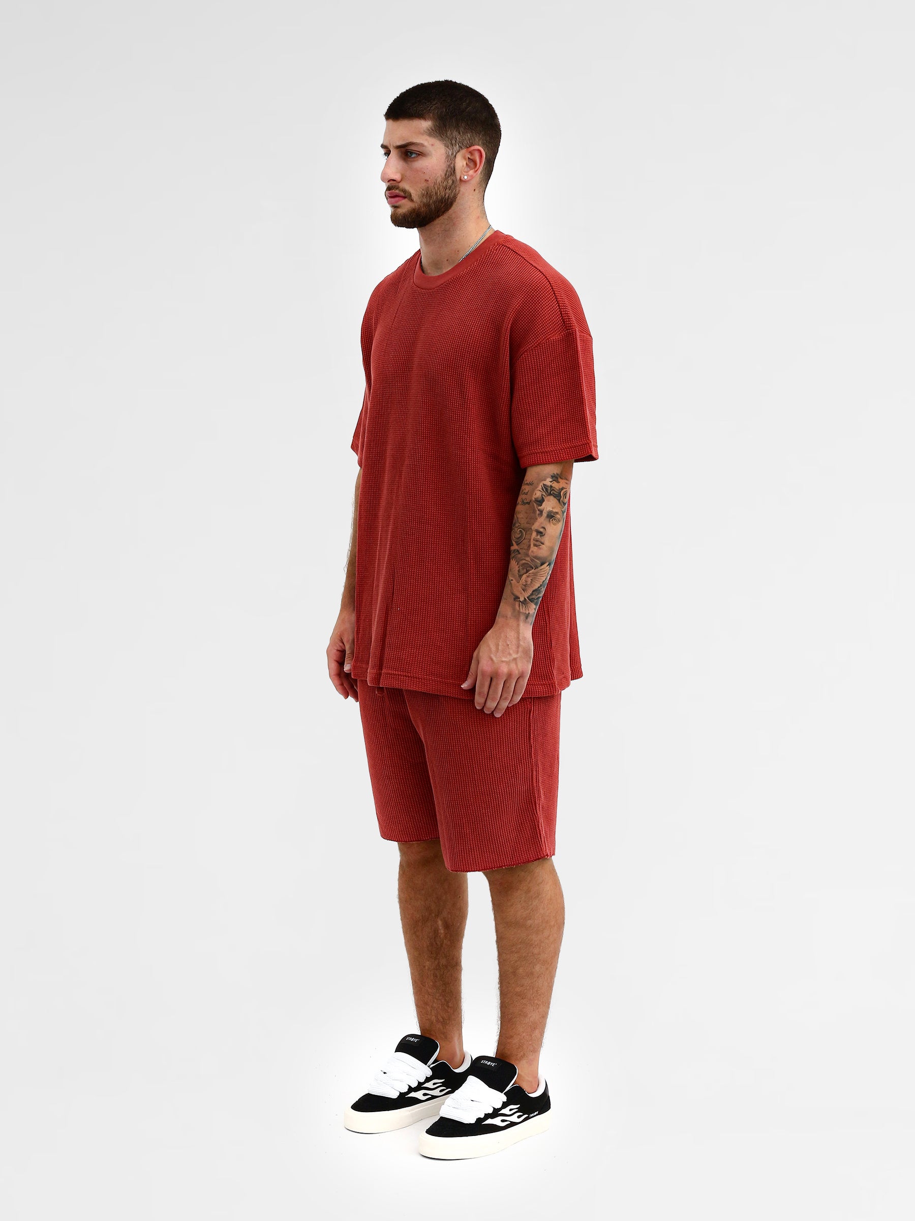 CREW Milano Oversize Set T-Shirt/Pants Waffle Red
