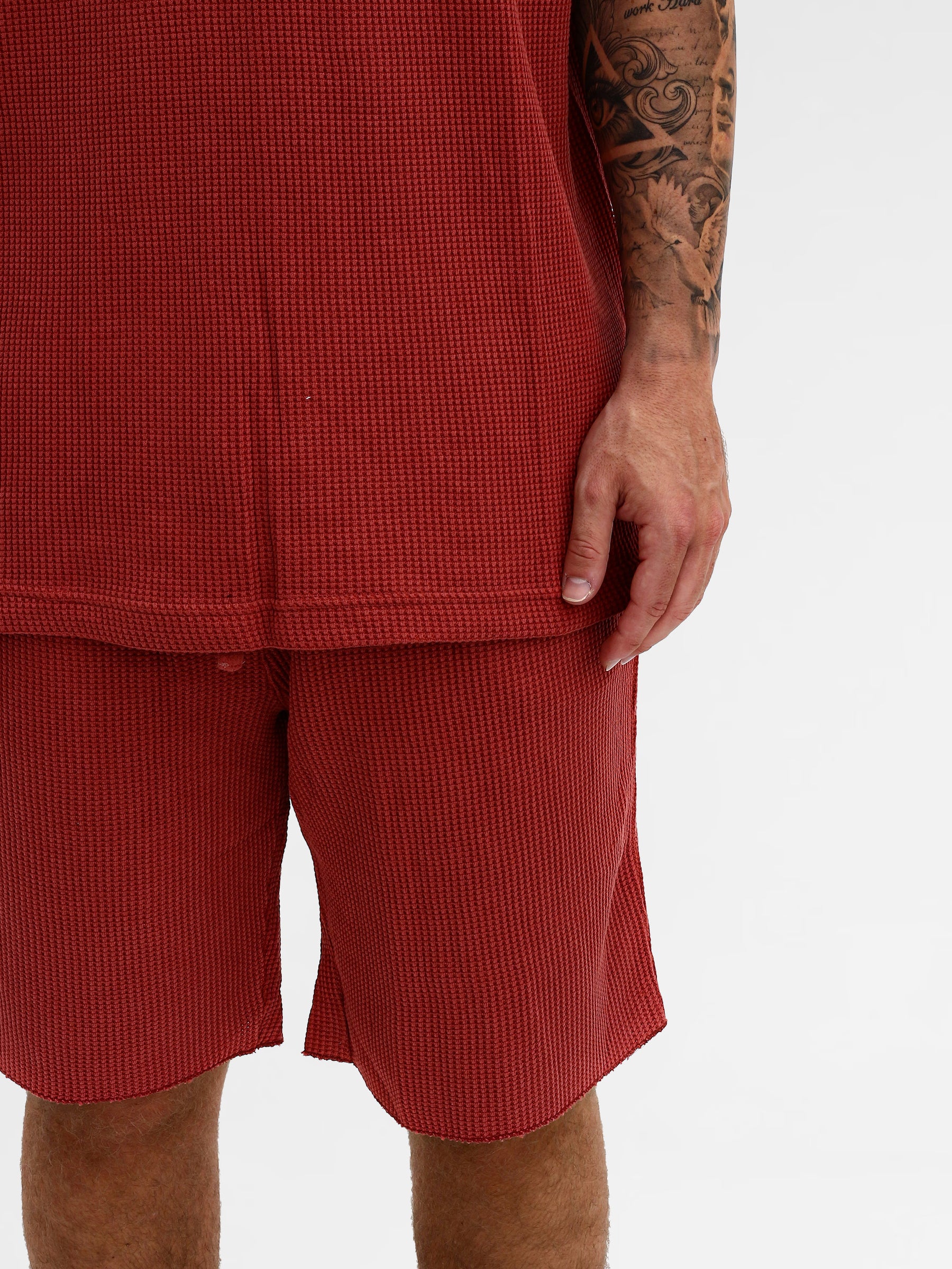 CREW Milano Oversize Set T-Shirt/Pants Waffle Red