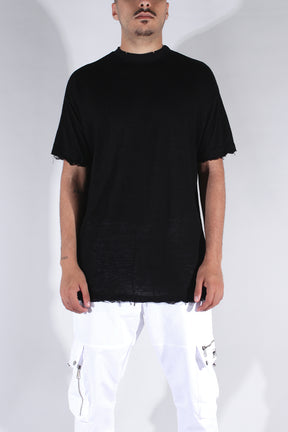 CREW Milano TULUM Black Linen T-Shirt