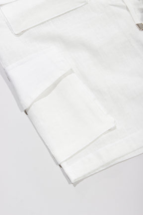 CREW Short Linen Cargo 4 Pockets Pants White