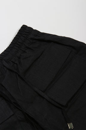 CREW Short Linen Cargo 4 Pockets Pants Black