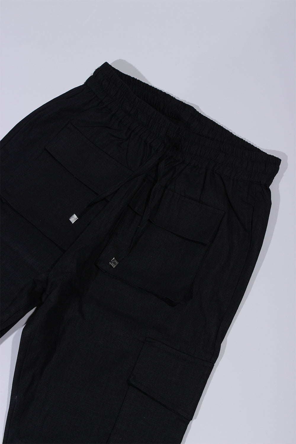 CREW Long Linen Cargo 4 Pockets Pants Black