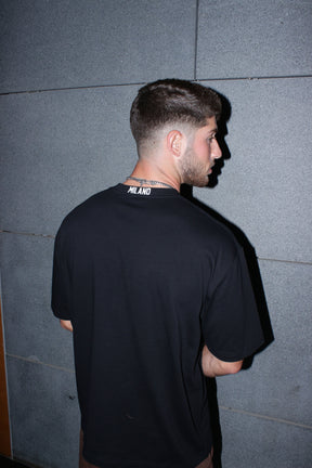CREW Milano Neck Black Oversized T-Shirt