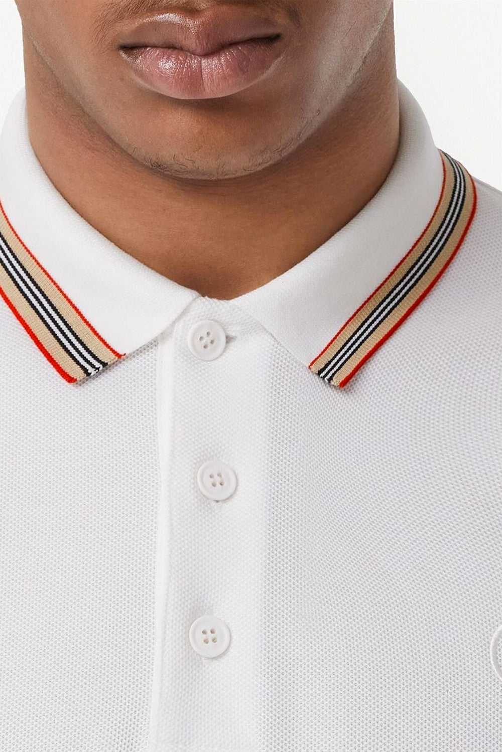 Burberry Icon Stripe cotton polo shirt white