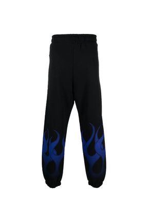 VISION OF SUPER BLACK PANT WITH BLUE FLAMES