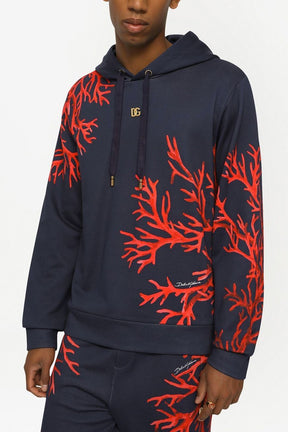 Dolce & Gabbana coral-print pullover hoodie