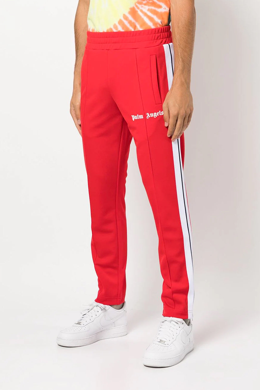 Palm Angels logo-print slim track pants red