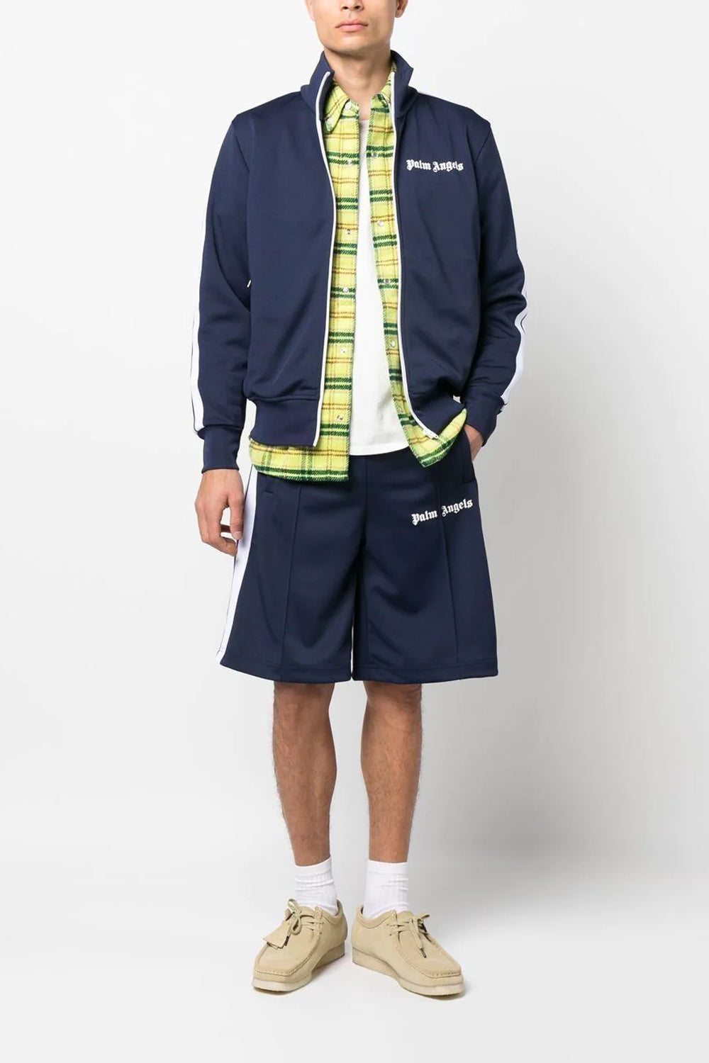 Palm Angels Classic side-stripe zipped jacket blue navy