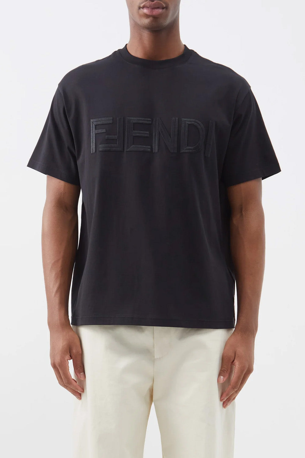Fendi Logo Embroidered Crewneck T-Shirt